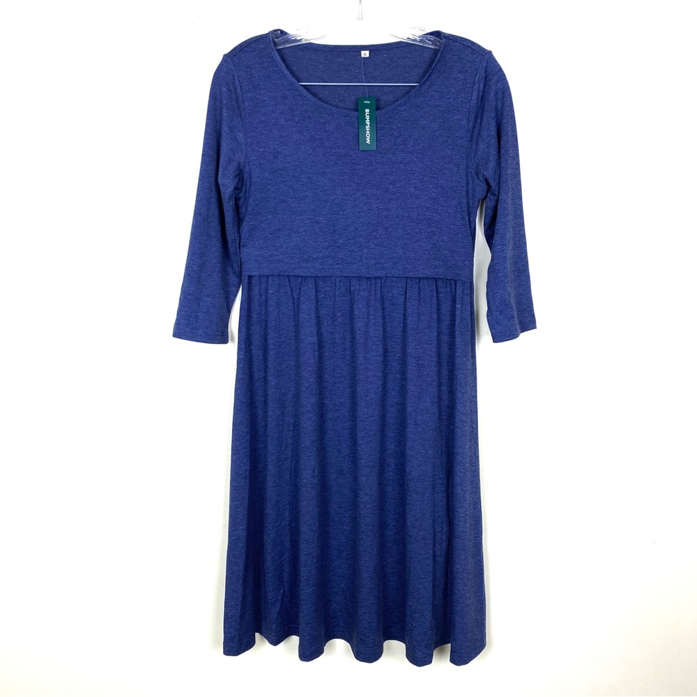 BUMPSHOW NWT Maternity Nursing Dress in comfortable soft jersey knit, Size S